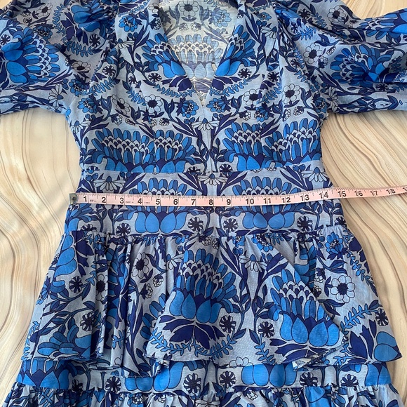NEW! Sandro Linen Blend Mini Dress 3/4 Sleeves Blue Size 36 (or Small) - $520 - Picture 12 of 16